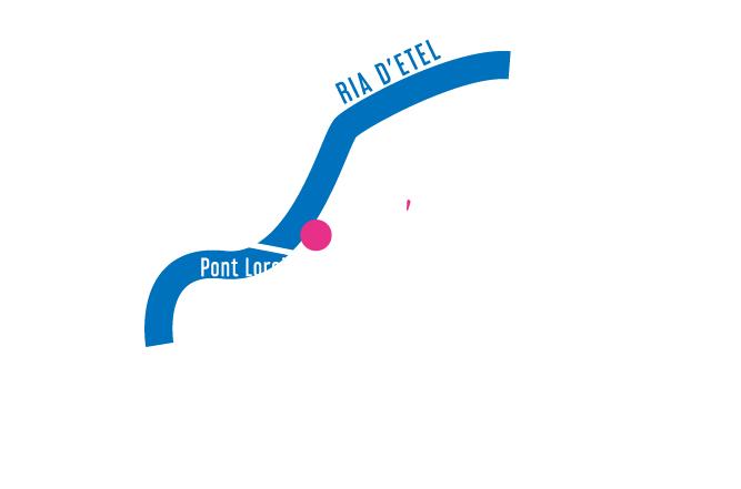 Plan de situation Kerbomat, Ria d'Etel